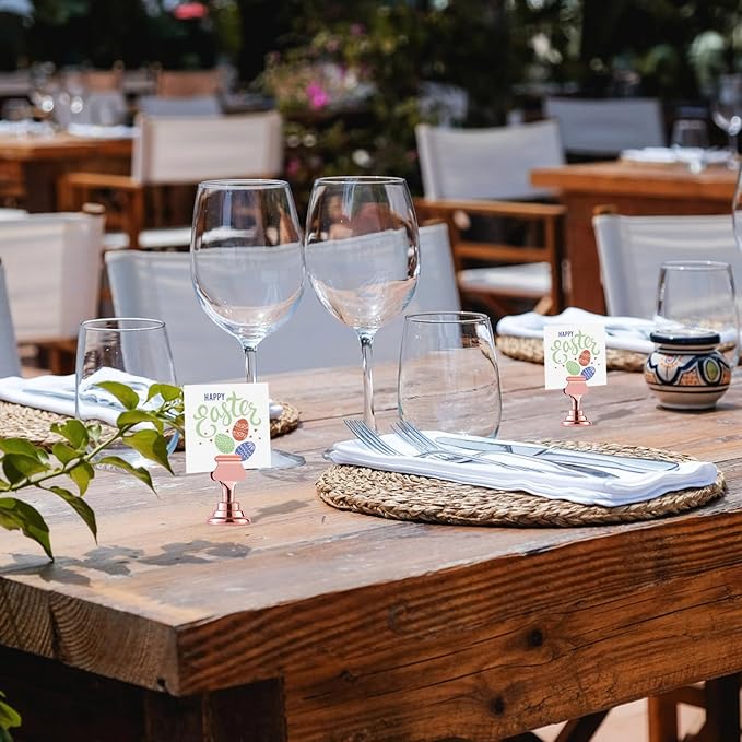 Urban Deco 16PK Table Number Holders Place Card Holders 1.7 Inch Table Card Holders Steel Card Holders for Photos, Food Signs, Memo Notes, Weddings, Restaurants, Birthdays(Rose Gold)