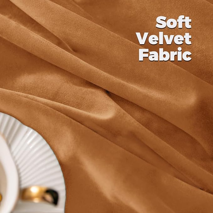 BGment Burnt Orange Velvet Curtains 96 inches 2 Panels - Elegant Fall Decor Blackout Thermal Insulated Super Soft Window Curtains for Bedroom Living Room with Rod Pocket and Back Tab, 52 x 96 Inch