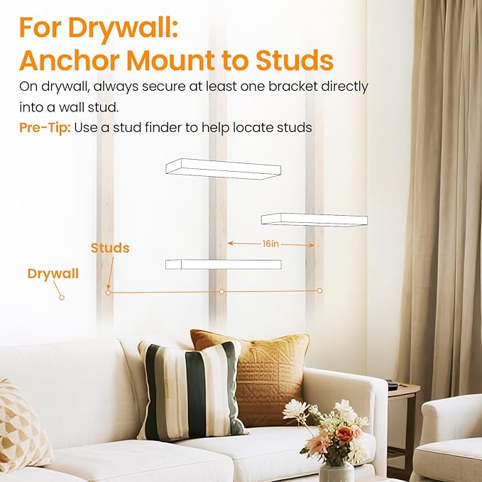 BAYKA Floating Shelves for Wall, 22.5 inches Wall Mounted Rustic Wood Shelves for Bathroom, Bedroom, Living Room, Floating Shelves for Books/Storage/Decor (Grey,Set of 3)