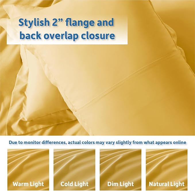 Nestl Twin Duvet Cover Set - Soft Double Brushed Yellow Duvet Cover Twin/Twin XL, 2 Piece, with Button Closure, 1 Duvet Cover 68x90 inches and 1 Pillow Sham