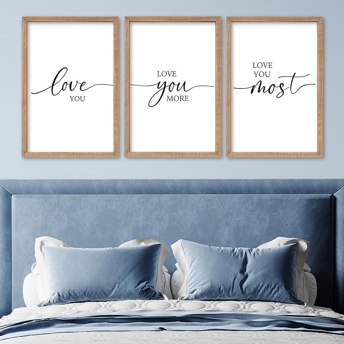 SRSZHIYUE I Love You More Most Wall Decor I'll Keep Choosing You Sign 16"×11" Set of 3 Framed Wood Above Over Bed for Master Bedroom Hanging Decoration (Wood)