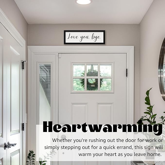 Living Room Wall Decor, Love You Bye Sign Above Door Boho Wall Decor, Framed Wall Art Home Decor, Unique Foyer Decor for Entryway, House Warming Gifts New Home Couple Valentine's Black
