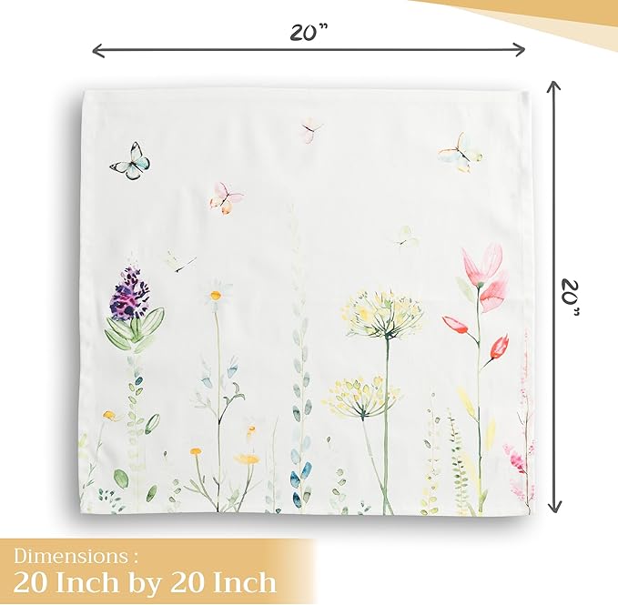 Maison d' Hermine Cloth Napkins Set of 4 100% Cotton Everyday Reusable Square Napkins Cloth Washable, Dinner, Party, Wedding, Restaurant, Spring/Summer (Botanical Fresh, 20" x 20")