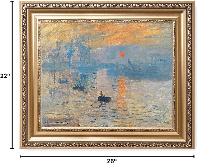 DECORARTS - Impression Sunrise Claude Monet Art Reproduction. Giclee Print& Museum Quality Framed Art for Wall Decor.Framed size: 26x22''