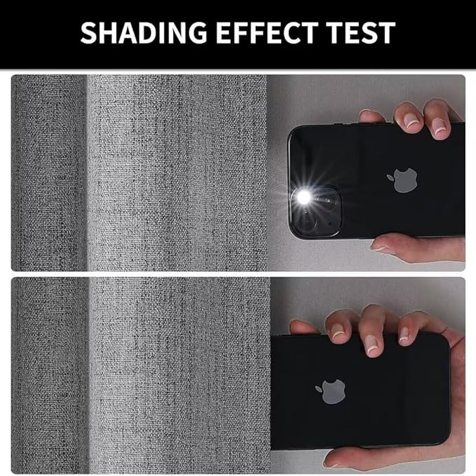 Joydeco Natural Linen Curtains 84 inch Length 2 Panels Set Burg 100% Blackout Patio Door Curtain Room Darkening Sliding Door Curtains Thermal Insulated Back tab Rod Pocket(105x84 inch, Light Grey)