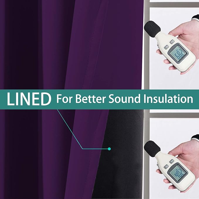 Yakamok 100% Wide Blackout Curtain 100 x 84 Inches for Sliding Glass Door, Grommet Light Blocking Thermal Insulated Room Divider Curtain for Living Room, 1 Panel,8.3ft Wide x 7ft Tall, Purple