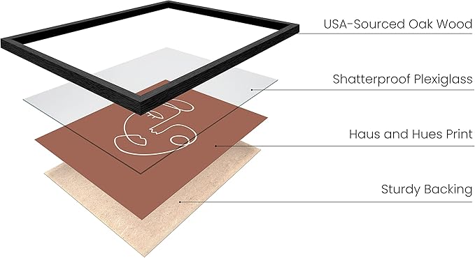 HAUS AND HUES Woman Drawing Line Art Wall Decor - Female Figure Wall Art, Silhouette Drawings Artwork Line Drawing Wall Art Minimalist Wall Decor, Clay Abstract Face (Black Framed, 12x16)