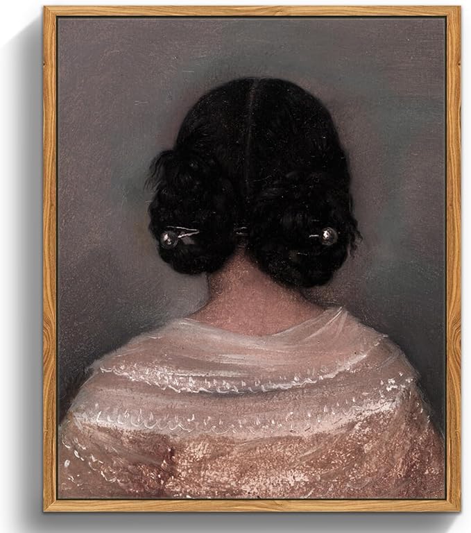 crmotu Vintage Framed Wall Art, Woman Back Portrait Canvas Painting, Elegant Lady Retro Artwork Prints, Classical Aesthetic Pictures Wall Decor Living Room Bedroom Bathroom Home Office 12x16in