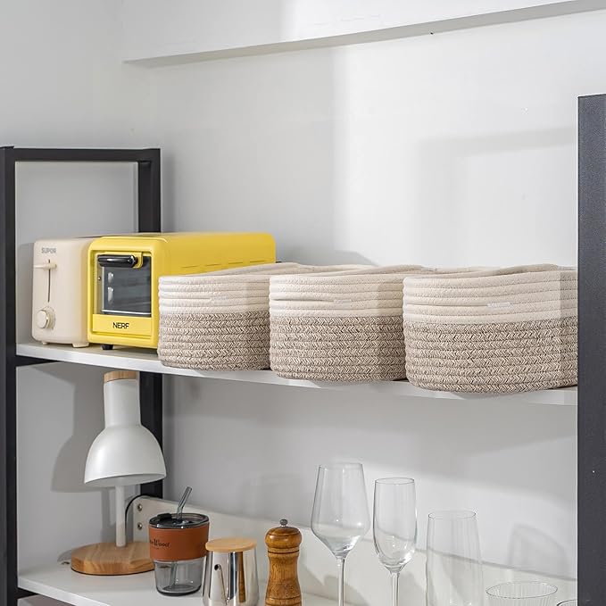 CubesLand Baskets for Shelves Storage,Cube Shelf Closet Storage Bins Set 2,Long-lasting &Skin-friendly Toy Basket Bin,Stylish Room Decor Basket,Woven Off White/Light Brown