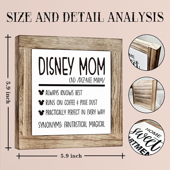 Farmhouse Wooden Mom Definition Plaque Sign, Tabletop Decor for Home, Freestanding or Desktop Display