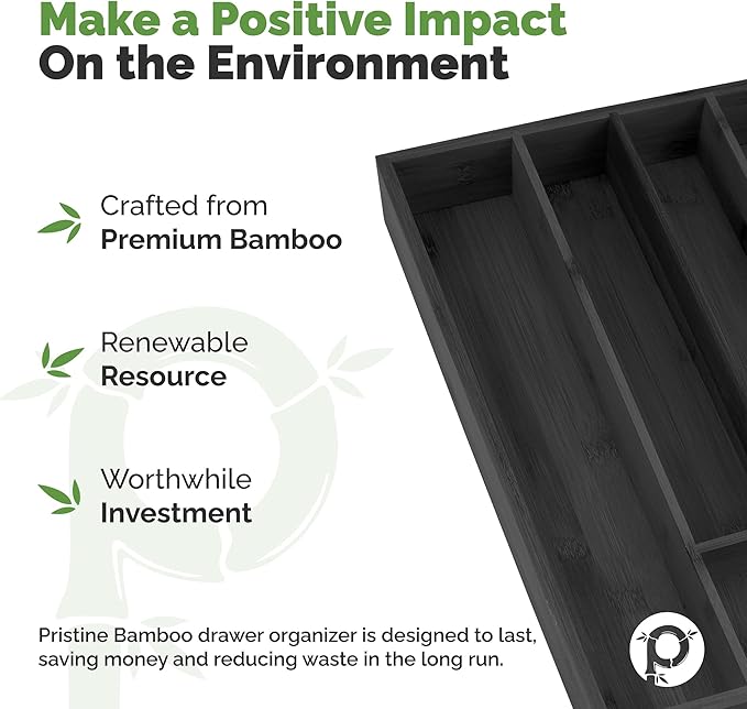 Silverware Organizer - Kitchen Drawer Organizer and Utensil Organizer - Cutlery Tray – Flatware, Utensil and Silverware Holder - Silverware Tray for Drawer (5-Slots, Black)