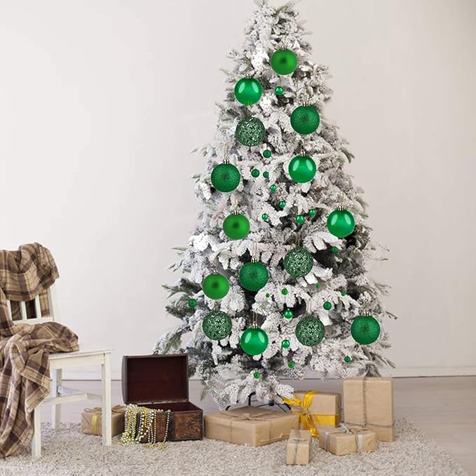 Christmas Balls Tree Ornaments, Shatterproof Christmas Decorations Set with Reusable Hand-held Gift Package for Holiday Xmas Tree Decor (100, Green)