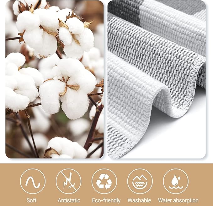 SEEKSEE Cotton Buffalo Plaid Rug 27.5"x43" Gray and White Checked Rug Washable Doormats Indoor Outdoor Rugs for Layered Front Door Mats, Porch, Kitchen, Farmhouse, Entryway