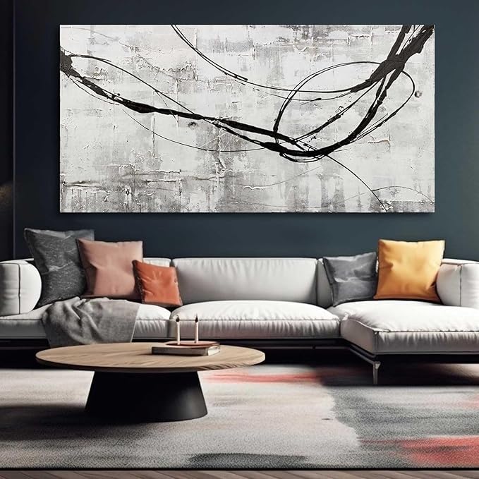 XIANSHOU Large Living Room Wall Decor Abstract Canvas Wall Art Black Wall Decor Contemporary Dining Room Pictures Office Home Decorations 29"x 58" Hallway Decor