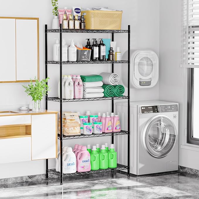 Whitmor 5-Wire Shelving Unit, Metal Storage Shelves, Durable Heavy Duty Shelf, Easy Assembly for Pantry, Kitchen, Garage, Plant 36"L x 14"W x 72"H