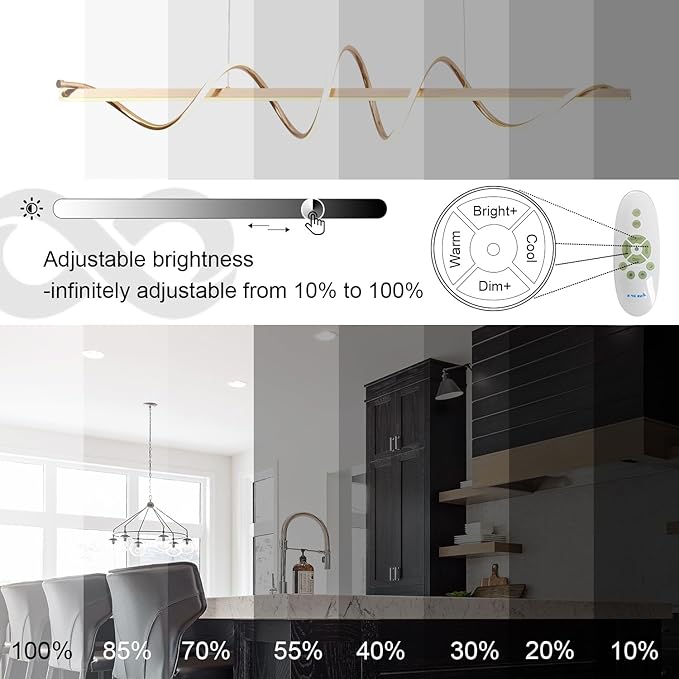 Modern Pendant Light - Gold Led Chandelier for Dining Room with Creative Snake-Shaped Twist - Electroplated Gold Led Kitchen Island Lighting Over Table