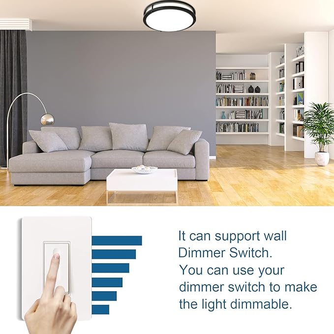 OOWOLF 2-Pack 36W 13inch LED Flush Mount Ceiling Light Fixture Dimmable Matte Black, Easy to Install LED Ceiling Lamp Fixture Without Flicker, Super Bright 3600LM 5000K Daylight White