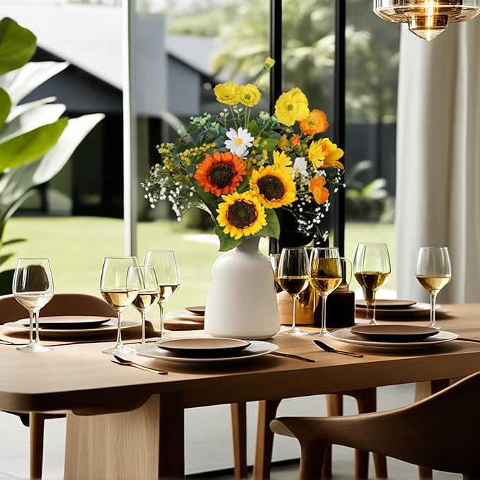 Artificial Sunflowers Bouquet 20" Fake Flower with Faux Silk Sunflower for Spring Summer Wedding Centerpieces Home Decor Party Table Floral Arrangements Cemetery Indoor Outdoor Decorations