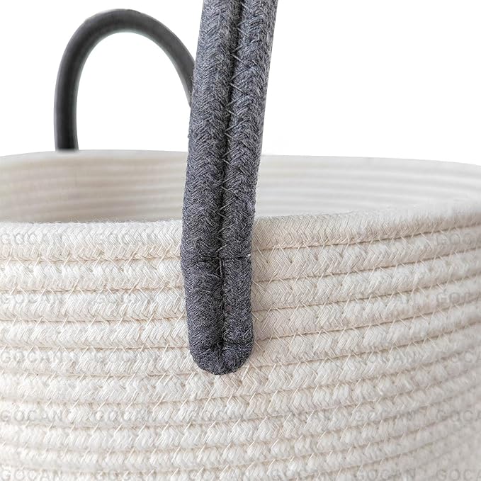 large tall sturdier Laundry Hamper Basket Woven Storage Baskets for clothes Pillows Blanket Toy in living or bed room decoration H50XD38cm grey/beige