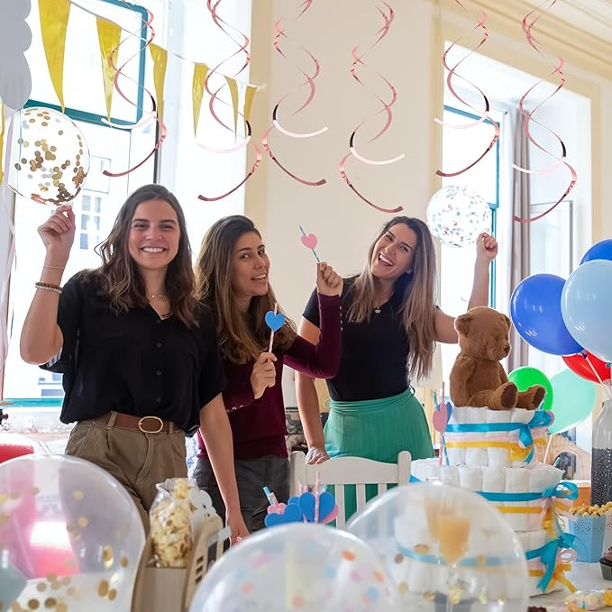 30 Pieces Rose Gold Foil Hanging Swirls for Hollywood Party Decorations Wedding Graduation Birthday Baby Shower Decorations