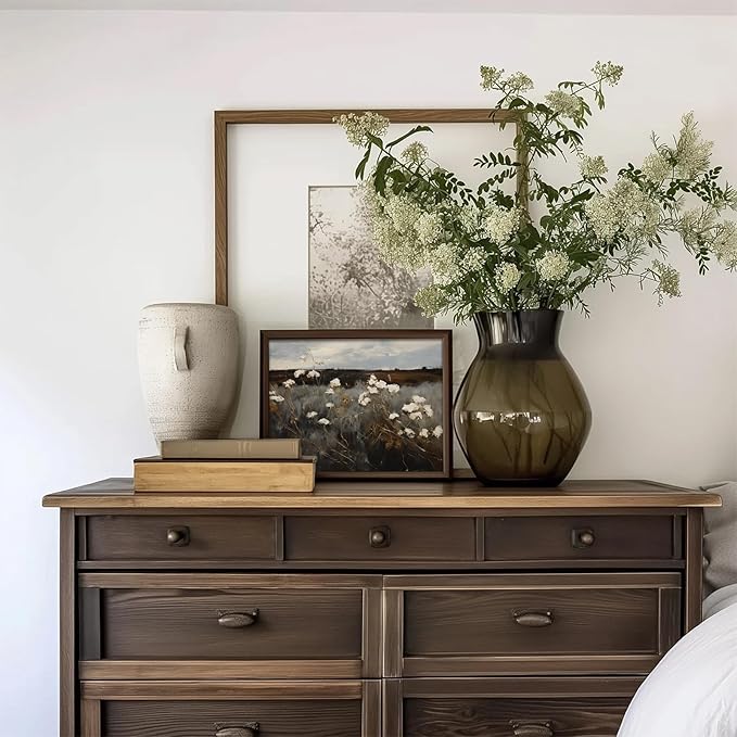 RETRART Vintage Home Decor, Moody Landscape Print - Wildflower Painting - Dark Autumn Print, 8" x 10" Unframed Canvas Prints for Bedroom Living Room Bathroom Wall Decor