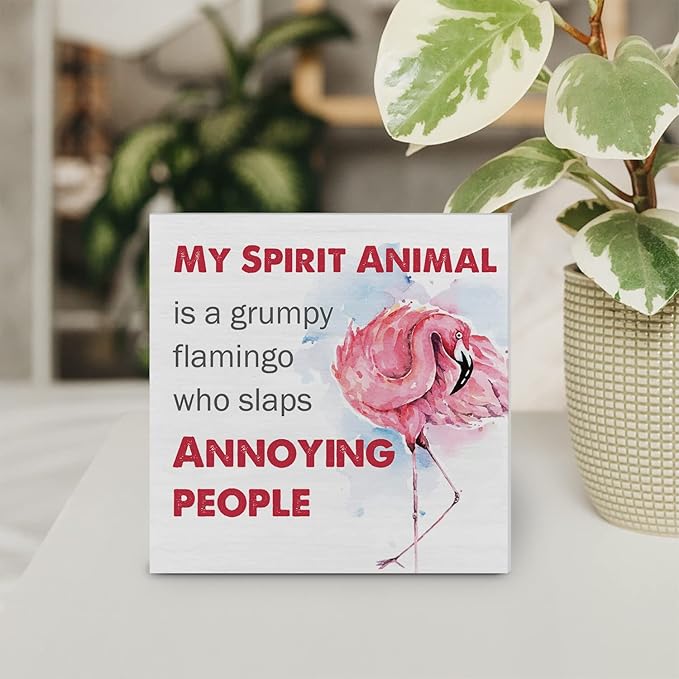 Country Pink Flamingo Wood Box Sign Decor Desk Sign Summer Flamingo Quote Wooden Box Block Sign Rustic Home Shelf Wall Decoration