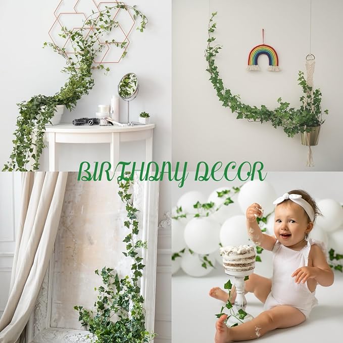 Sggvecsy 6 Pack 42Ft Fake Vines Fake Ivy Leaves Artificial Ivy Leaf Plants Artificial Ivy Garland Greenery Hanging Plants Vines for Wedding Wall Party Home Room Kitchen Garden Decor