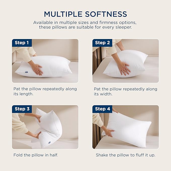 Bedsure Medium Firm Pillows Queen Size, Set of 4, Firm Queen Bed Pillows 4 Pack Hotel Quality Premium Down Alternative for Medium Supportive Filling for Side, Back Sleepers