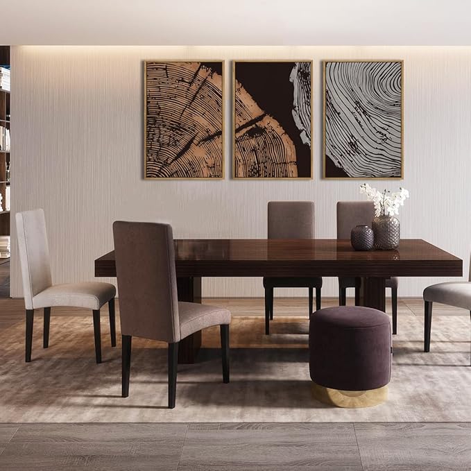 ANHUIB Tree Ring Wall Art 16x24 Inch Black Wall Painting Modern Wood Stump Wall Decor Neutral Minimalist Artprints Set of 3 for Living Room Bedroom Office