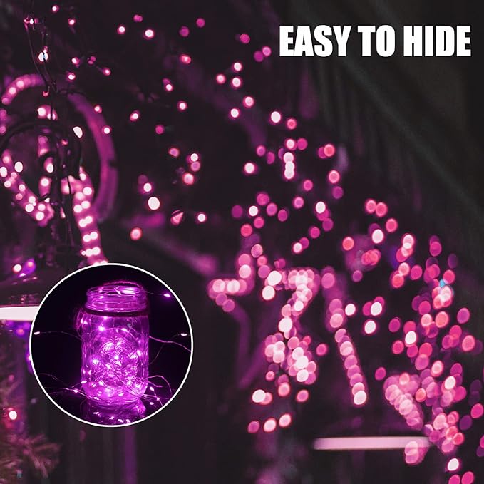 Brightown Valentine's Day 12 Pack Pink Led Fairy Lights Battery Operated String Lights Waterproof Silver Wire 7 Feet 20 Led Firefly Starry Moon Lights for DIY Wedding Party Bedroom