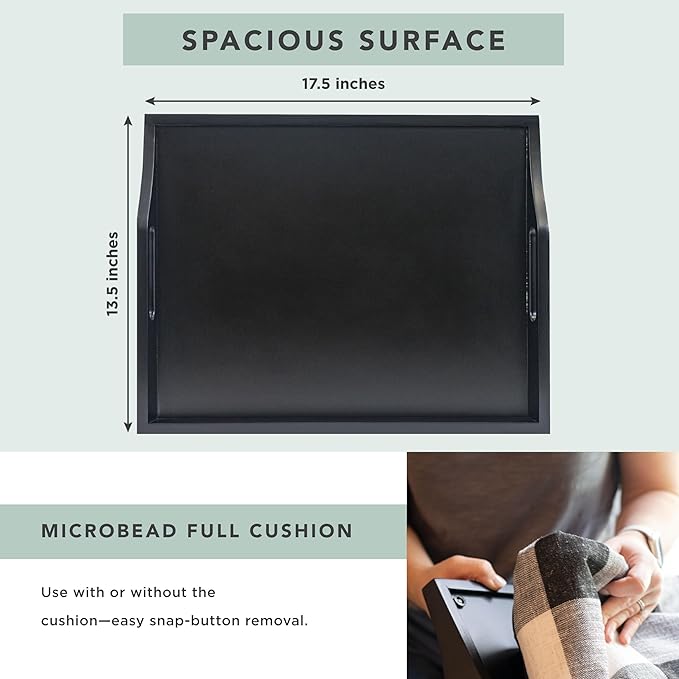 ROSSIE HOME Wood Bed Tray Lap Desk with Detachable Cushion, Serving Tray - Buffalo Check - Fits up to 15.6 Inch Laptops - Style No. 76108