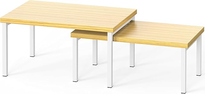 Simple Houseware Wooden Top Expandable Stackable Kitchen Cabinet and Counter Shelf Organizer, Oak