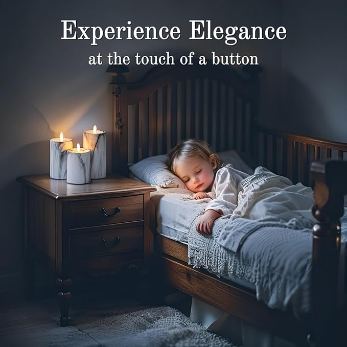 VENTA Marble Flameless Pillar Candles, Set of 3 (4" 5" 6") | Realistic Flickering LED Candles with Remote & Timer | Elegant Decor for Modern, Farmhouse & Chic Interiors