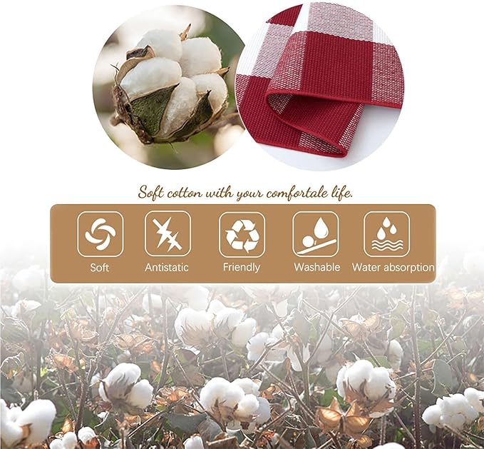 KOZYFLY Buffalo Plaid Rug 2x8 Ft Runners for Hallways Washable Checkered Rug Red and White Christmas Rugs Woven Cotton Kitchen Fall Rug Halloween Decor for Hallway Kitchen Living Room