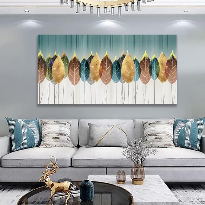 Colorful leaves Pictures Canvas Wall Art for Living room Bedroom or Bathroom Wall Decor,Abstract leaves Wall Art Print Paitnings for home Decor,Abstract painting Waterproof Stretched Ready to