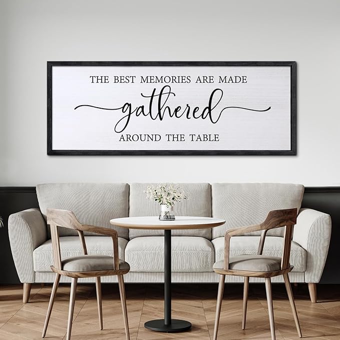 Foutcheou The Best Memories Are Made Gathered Around The Table Wall Decor 32"×12" for Dining Room Kitchen Wall Art Sign (Black)