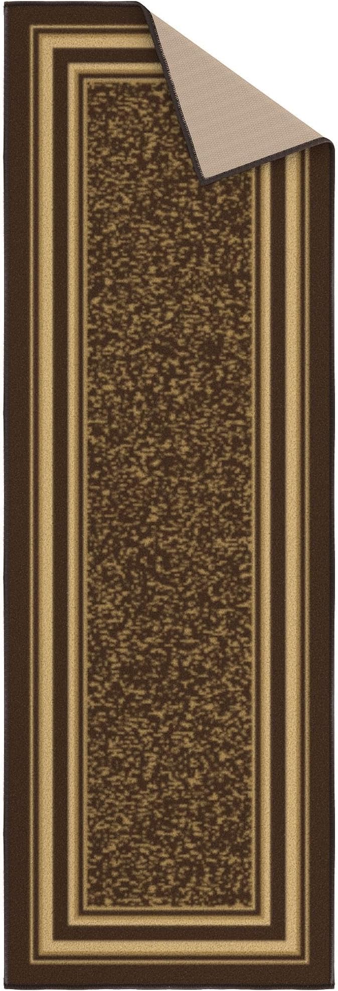 Ottomanson Hallway Runner Rug 20" x 59" Non Slip Border Area Rugs Easy to Clean Laundry Rug Runner Durable & Pet Friendly Floor Carpet Runners for Hallways Entryway Living Room Kitchen, Brown