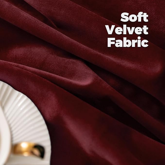 BGment Red Velvet Curtains 108 Inches Long for Living Room, Thermal Insulated Room Darkening Curtains Drapes Window Treatment with Back Tab and Rod Pocket, 2 Panels, 52 x 108 Inch