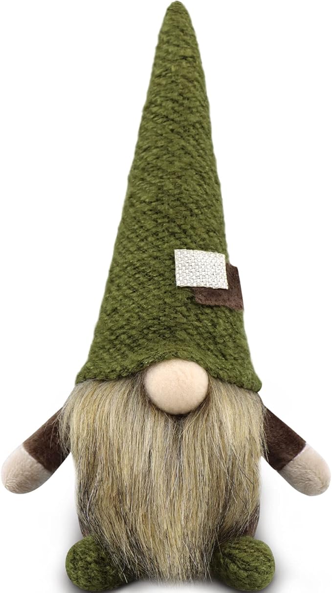 Christmas Gnomes Plush Xmas Winter Decorations Handmade Elf Dwarf Figurines for Home Kitchen Farmhouse Tiered Tray Holiday Festival Party Scandinavian Tomte (Brown Beard)
