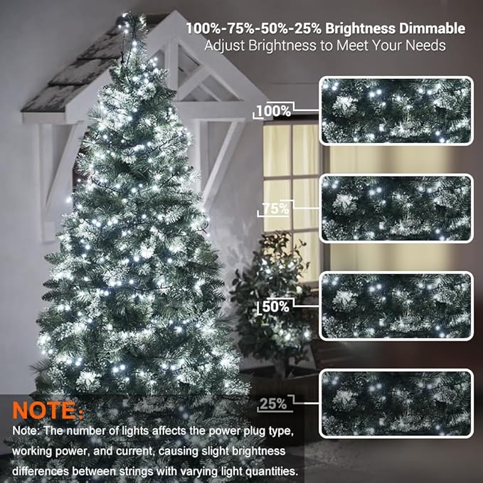 Brizled Christmas String Lights, 279ft 800 LED Color Changing Christmas Lights with Remote, 11 Modes Tree Light Cool White & Multicolor Green Wire Xmas Light Outdoor for Xmas Party Home