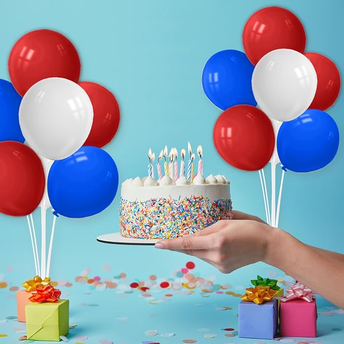 Red White and Blue Balloon Stand Centerpiece Table Decorations for 4th of July Father's Day Graduation Birthday Party Decorations(Red white blue set4)