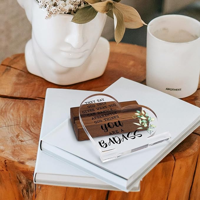 Humor Encouragement Get Well Gift for Him Her,They Say God Only Gives What You Can Handle,Recovery Gifts for Her Him women,Home Office Decor Acrylic Sign Plaque XA322