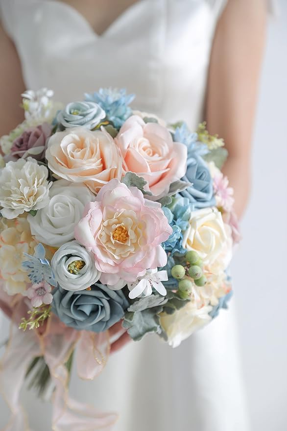 Serra Flora Artificial Flowers Combo Box Set Faux Flowers Bulk Flower Leaf with Stems Arrangements for DIY Wedding Bouquets Party Table Centerpieces Home Decorations Indoor Outdoor