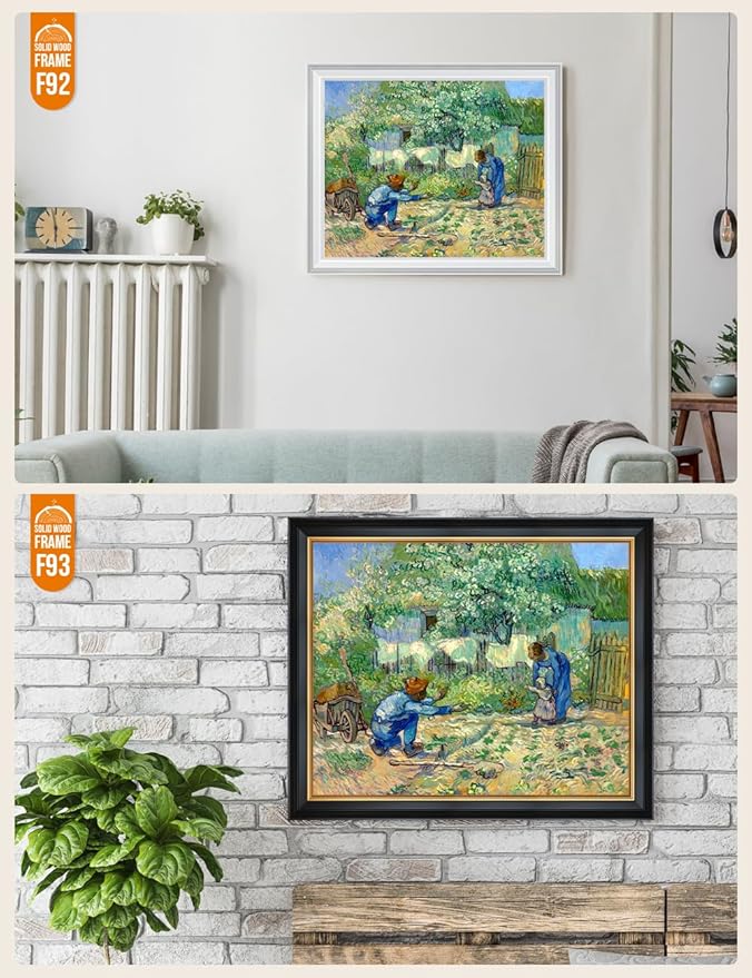 DECORARTS - First Steps - Vincent Van Gogh Giclee Prints w/Antique Brown Frame for Wall Decor. Picture Size: 20x16, Total Size w/Frame: 23x19