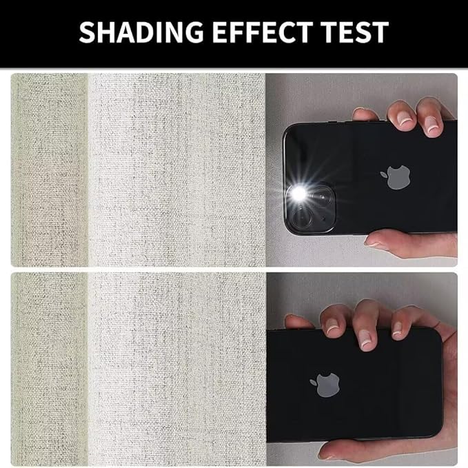 Joydeco Natural Linen Curtains 90 inch Length 2 Panels Set Burg 100% Blackout Patio Door Curtain Room Darkening Sliding Door Curtains Thermal Insulated Back tab Rod Pocket(105x90 inch, Light Beige)