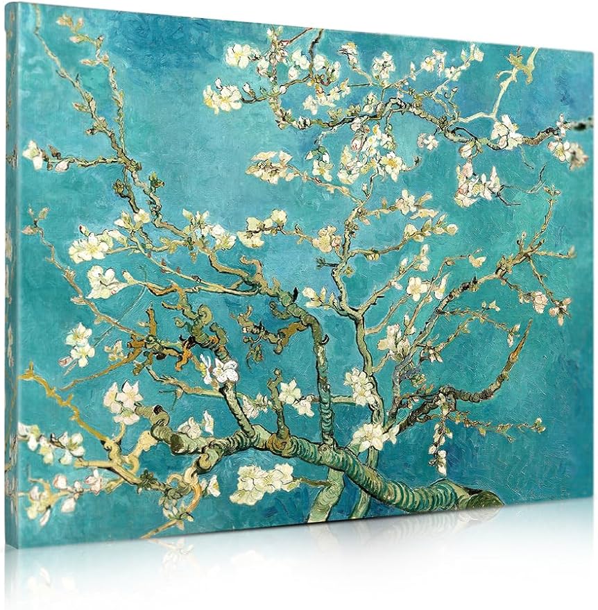 DECORARTS - Almond Blossom Tree - Vincent Van Gogh Art Reproduction. Giclee Canvas Prints Wall Art for Home Decor 20x16