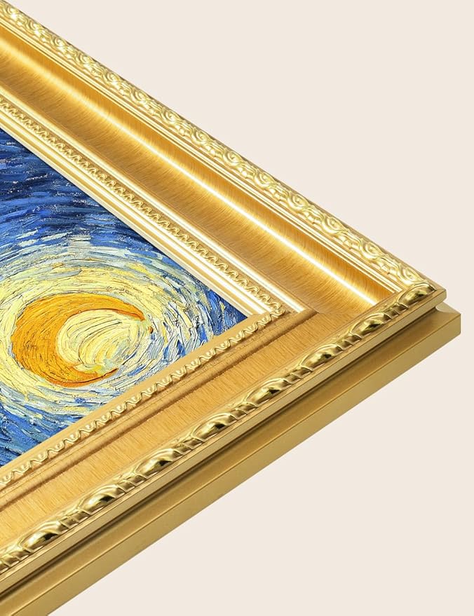 DECORARTS - Vincent van Gogh's Starry Night. Museum-Quality Giclee Print on Cotton Canvas, Ornate Gold Wood Frame with Classic Detailing, Picture Size: 30x24, Framed Size: 34.75x28.75, Made in USA