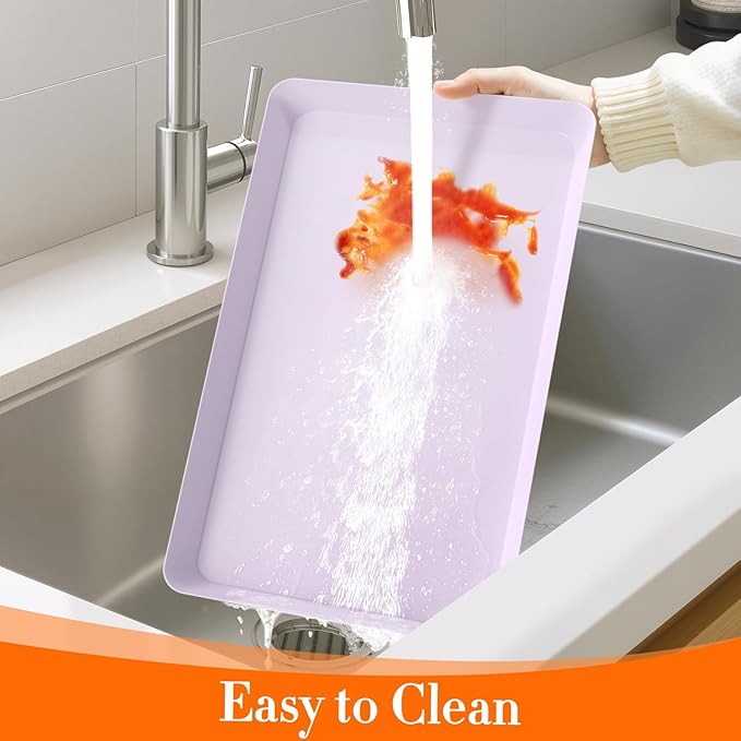 WOWBOX 6 pcs Serving Tray for Entertaining, Serving Platters for Snacks, Fruit, Cookies, Dessert, Reusable Plastic Trays for Serving Food, (White, Black, Green, Red, Purple, Blue)