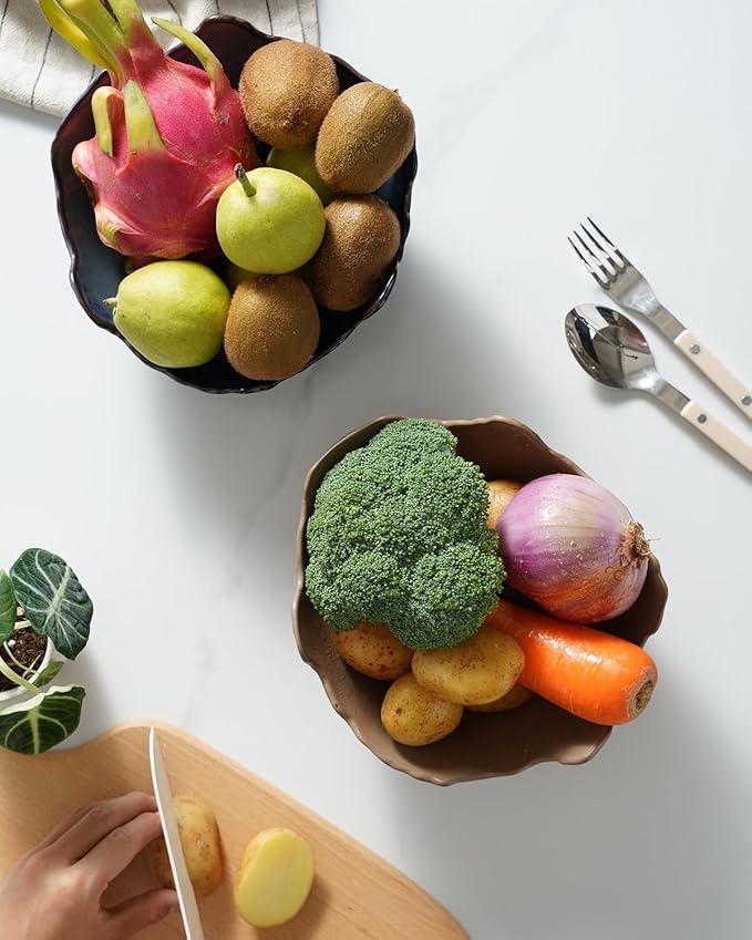 Fruit Bowl, Porcelain Oval Bowl for Kitchen Counter Large Decorative Bowl for Home Decor Centerpiece Bowl for Fruit, Vegetable, Breads, Nuts, Blue