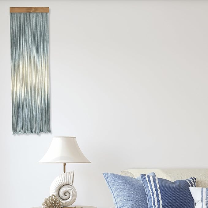 Knots & Beyond Blue Macrame Wall Hanging, Beachy Macrame, Colored Macrame, Dip Dye Fiber Art, Modern Yarn Tapestry, Boho Wall Decor for Above Couch or Headboard, Office Wall Art, 12" x 37.5"